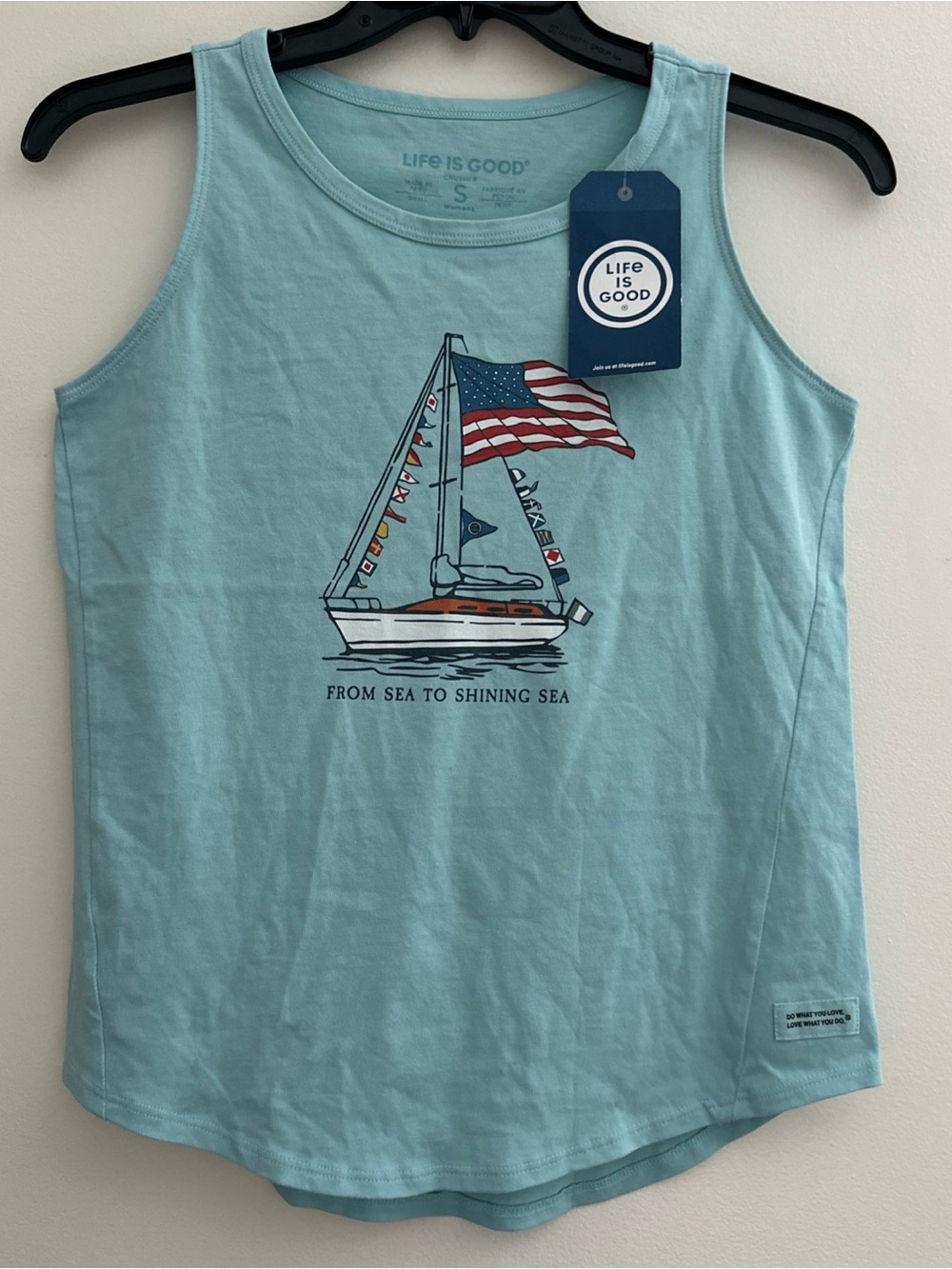 Life is Good Crusher Women’s Tank Top Size S From Sea To Shining Sea Hi Lo Hem